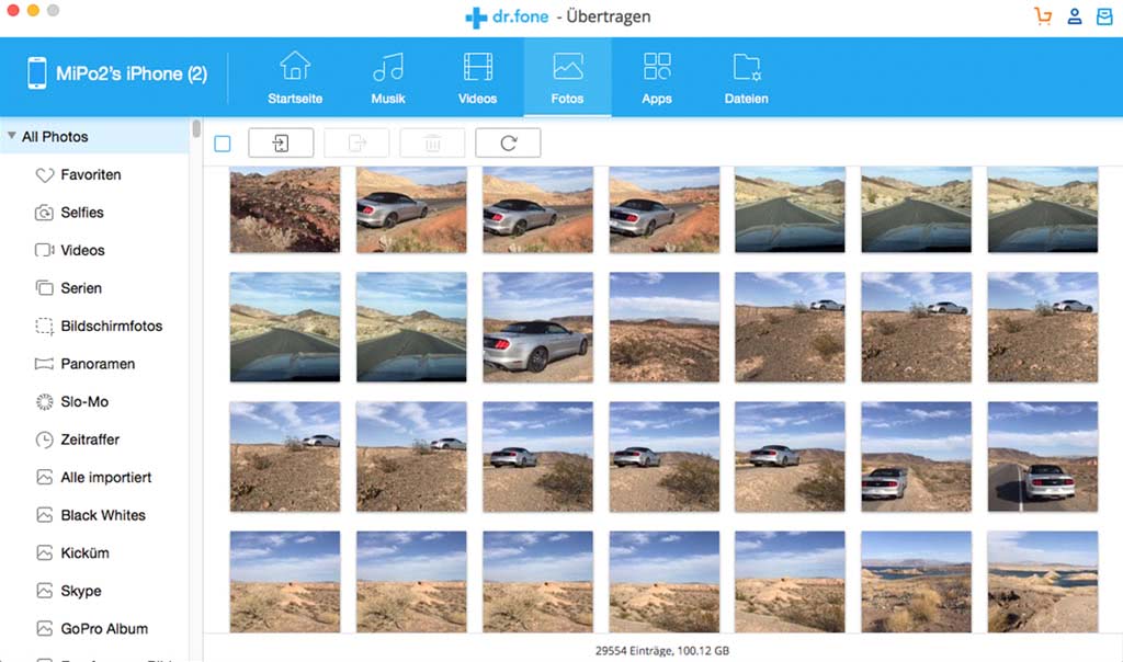 Wondershare Dr. Fone Mac Übertragen (Transfer) iOS 5 Geräte