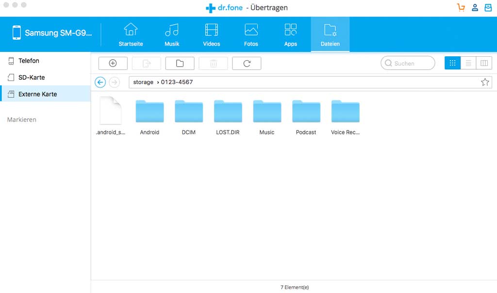 Wondershare Dr. Fone Mac Übertragen (Transfer) Android 5 Geräte