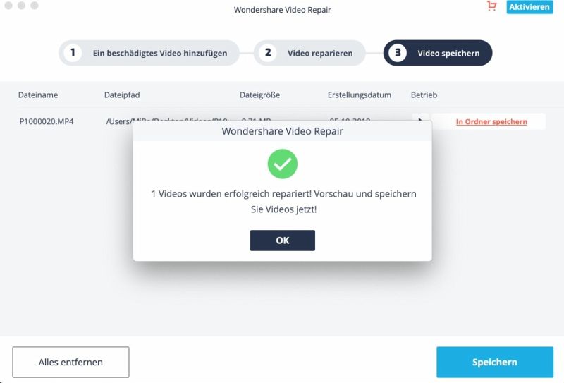 Wondershare Recoverit Video Repair Tool für Mac