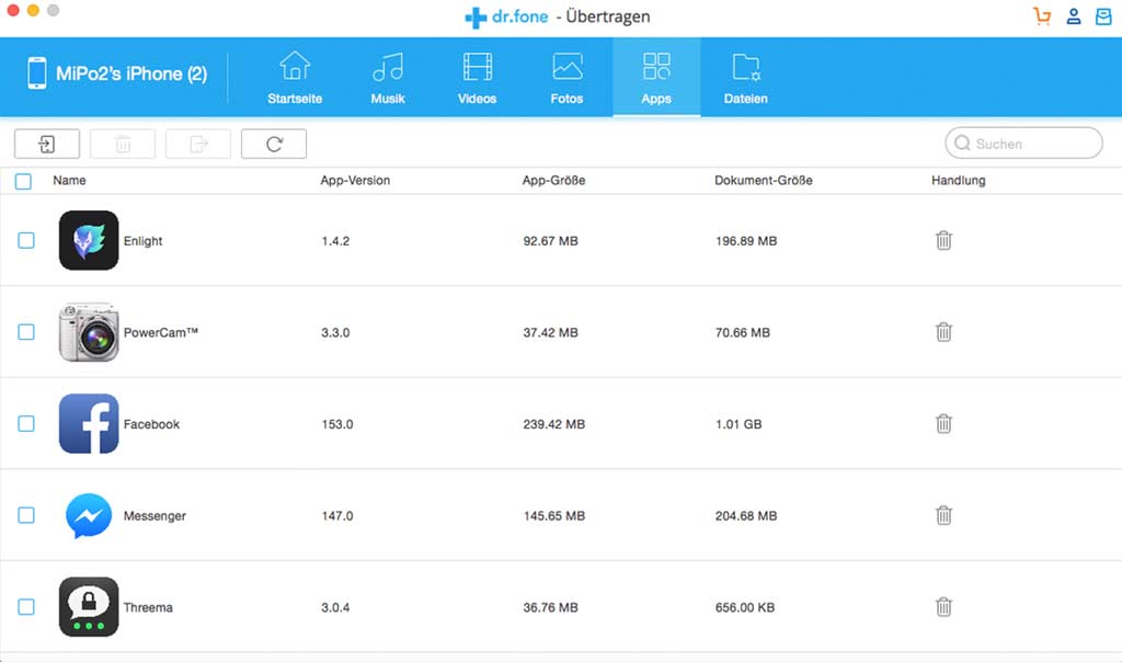 Wondershare Dr. Fone Mac Übertragen (Transfer) iOS 5 Geräte