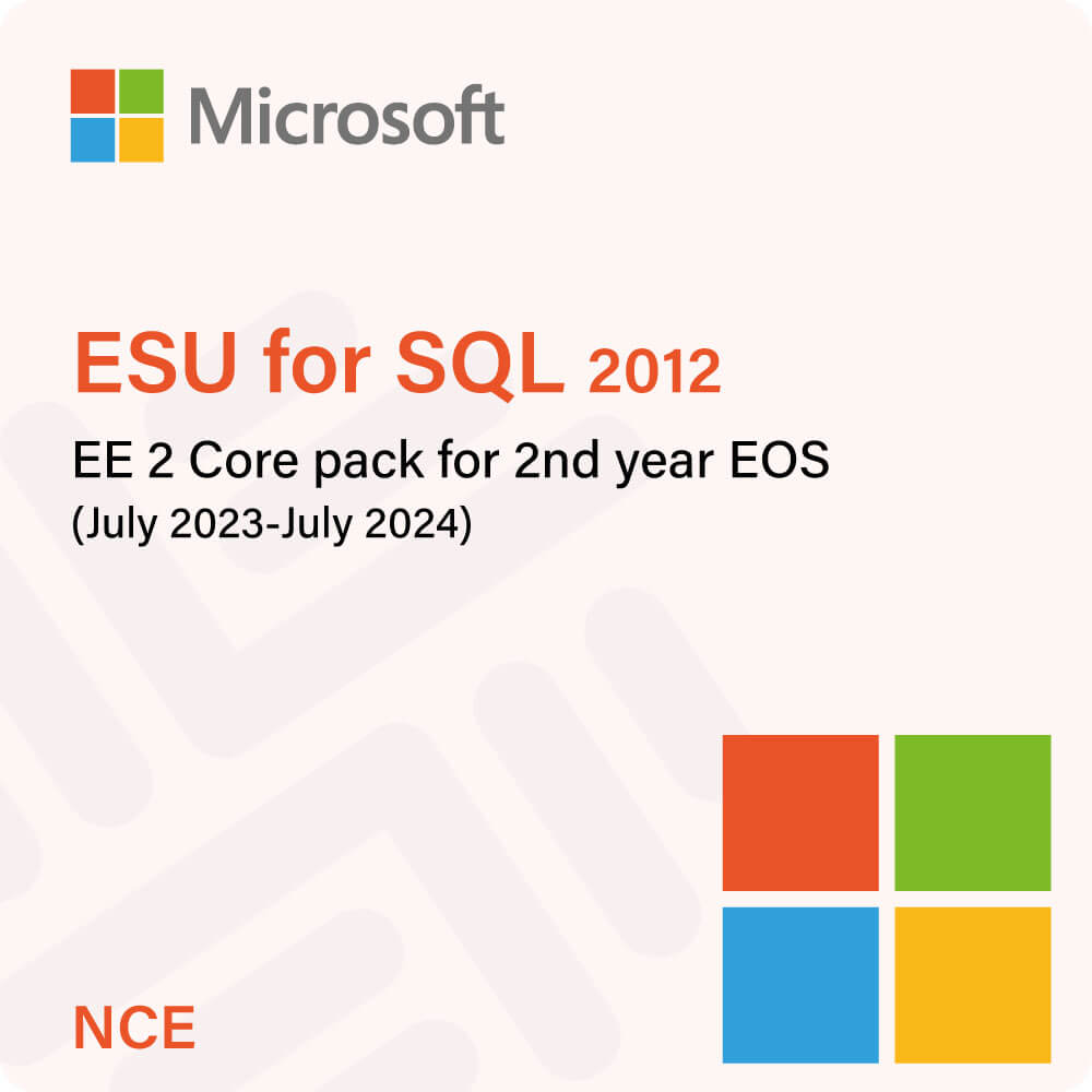 ESU for SQL 2012 EE 2 Core pack for 2nd year EOS (July 2023-July 2024) (NCE)