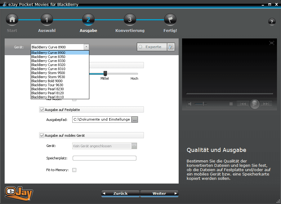 eJay Pocket Movies für Blackberry