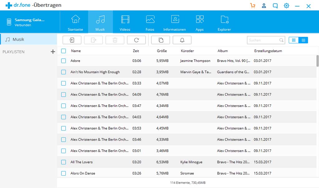Wondershare Dr. Fone Übertragen (Transfer) Android 5 Geräte