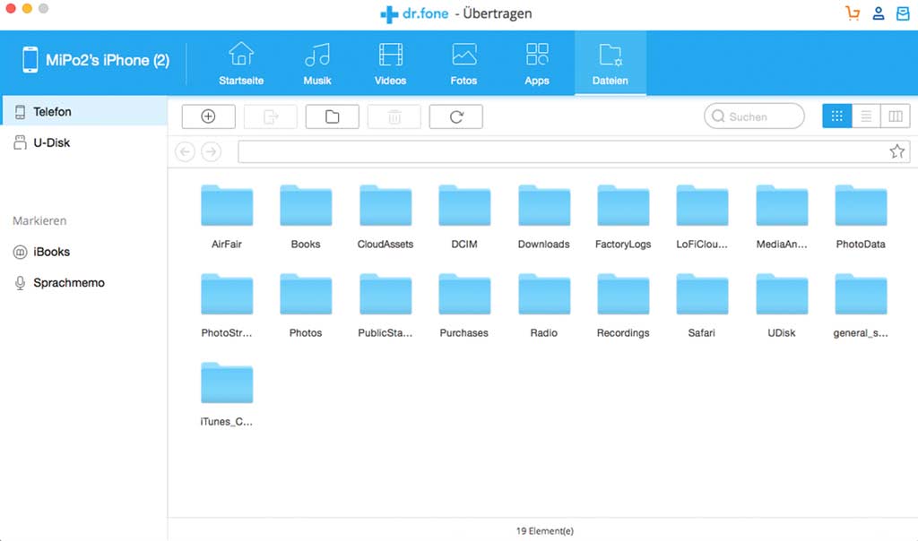 Wondershare Dr. Fone Mac Übertragen (Transfer) iOS 5 Geräte