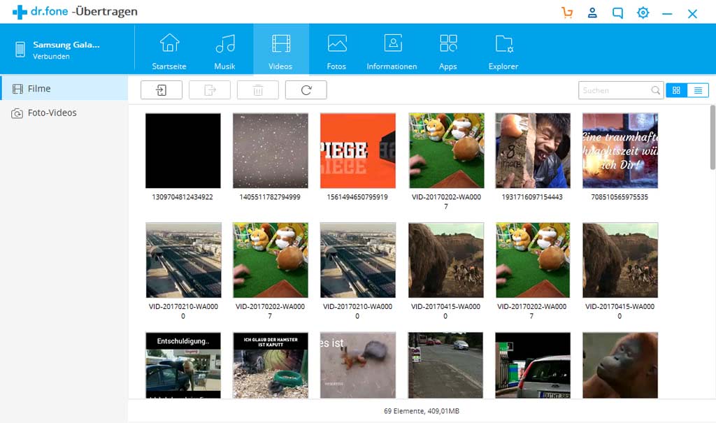 Wondershare Dr. Fone Übertragen (Transfer) Android 5 Geräte